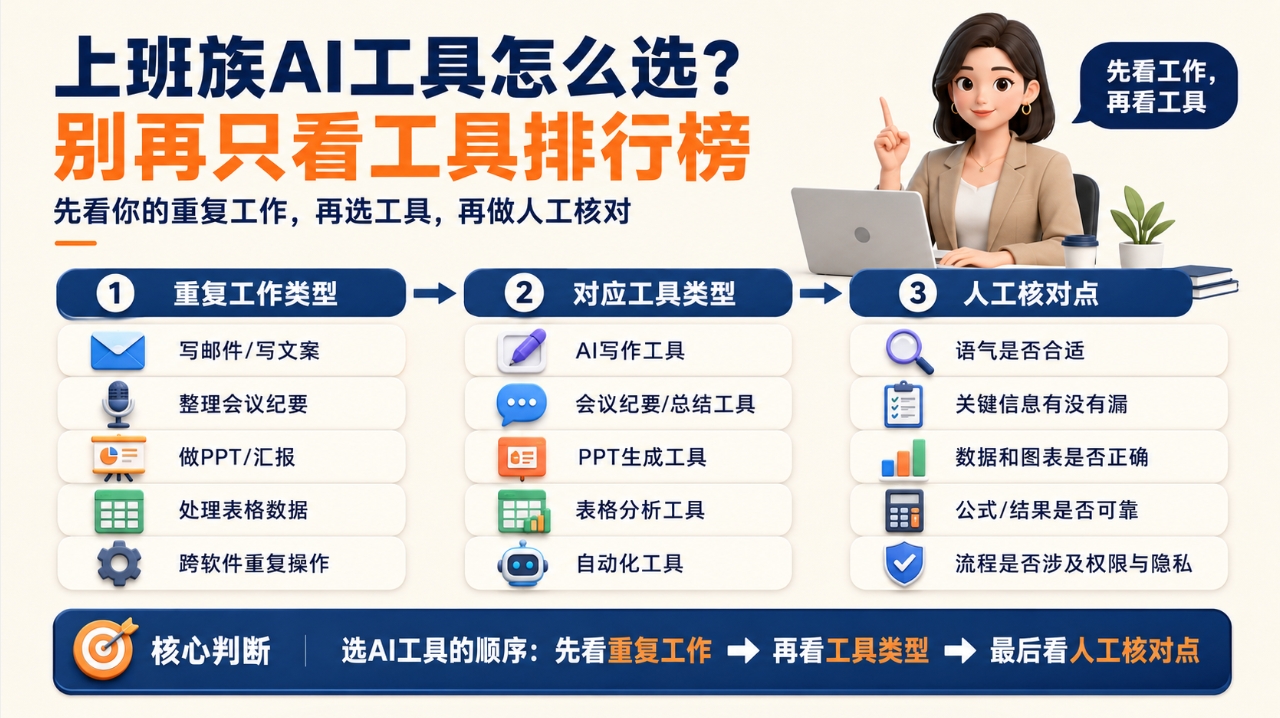 上班族AI工具怎么选?别再只看工具排行榜 上班族AI工具怎么选?别再只看工具排行榜