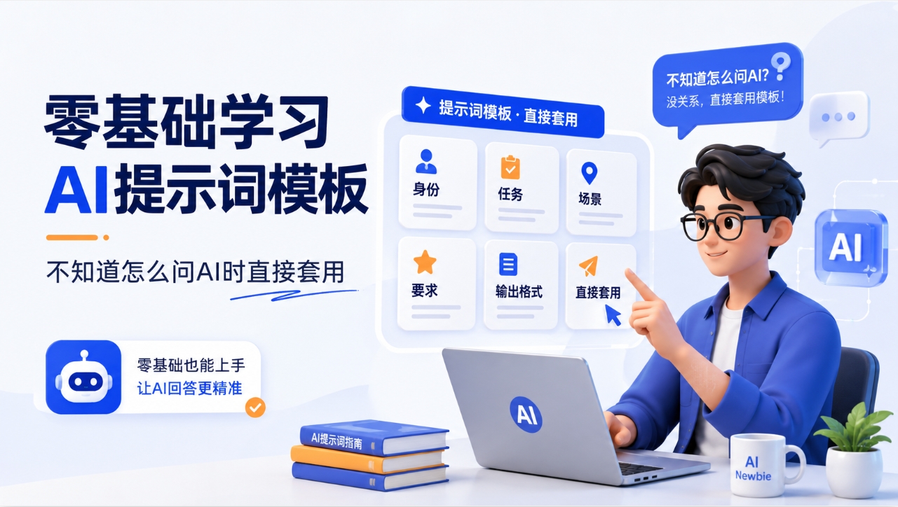 零基础学习AI提示词模板:不知道怎么问AI时直接套用 零基础学习AI提示词模板:不知道怎么问AI时直接套用