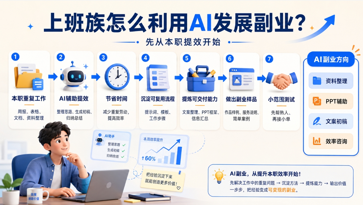 上班族怎么利用AI发展副业?先从本职提效开始 上班族怎么利用AI发展副业?先从本职提效开始