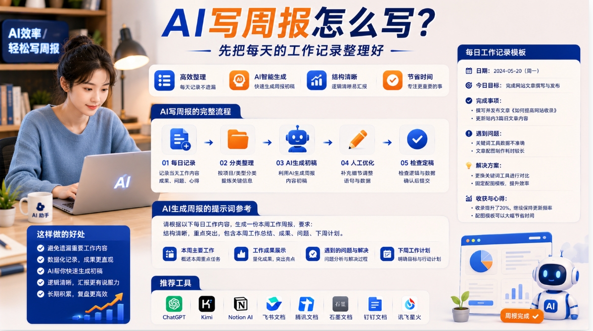 AI写周报怎么写?先把每天的工作记录整理好 AI写周报怎么写?先把每天的工作记录整理好