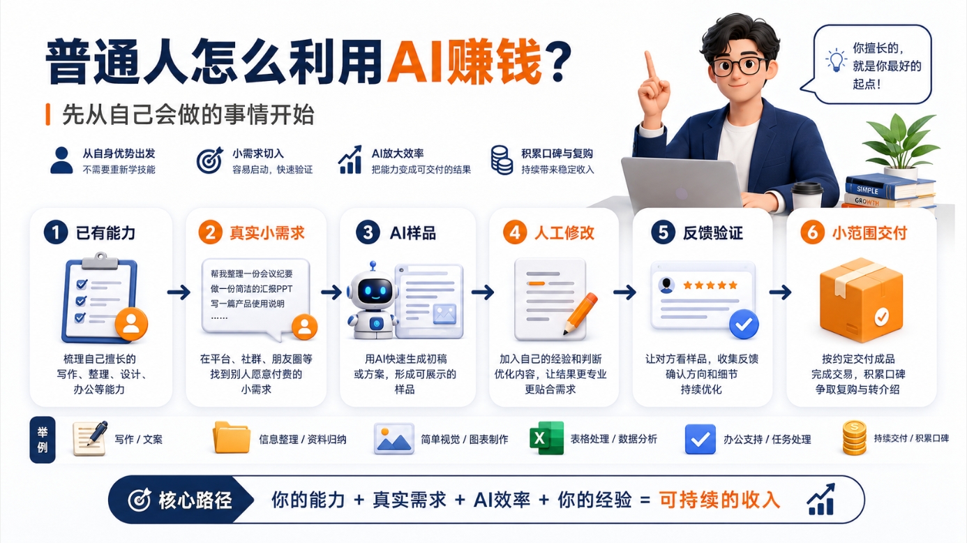 普通人怎么利用AI赚钱?先从自己会做的事情开始 普通人怎么利用AI赚钱?先从自己会做的事情开始